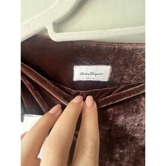 Salvatore Ferragamo Belted Draped Velvet Crushed-velvet Dress Size 40 (US 6 )NWT - Picture 13 of 15